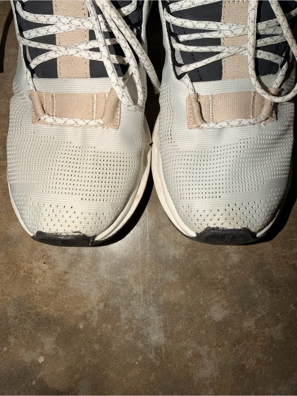 On Running On Cloud Sneakers Women’s 7 White Beige Navy Athletic Shoes EU 38 - Picture 5 of 12